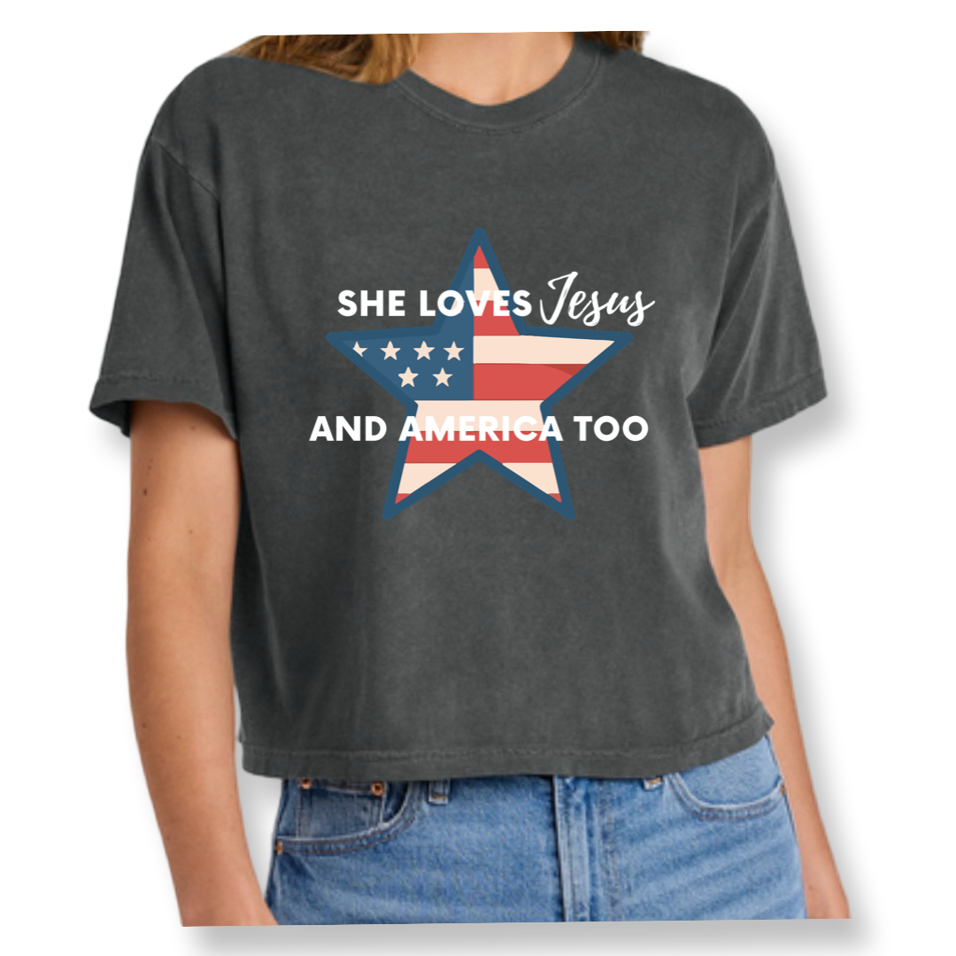 Women’s Patriotic Boxy Heavyweight Tee