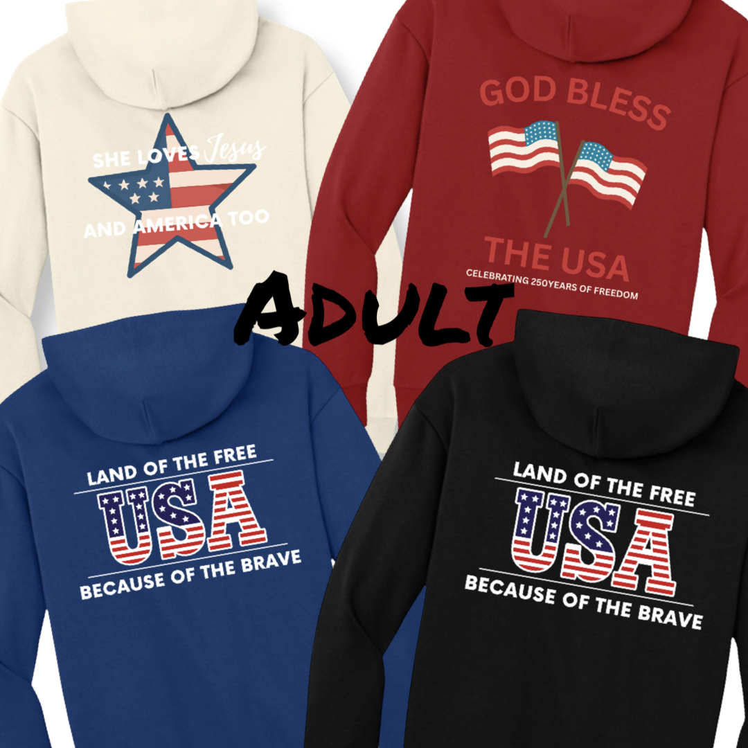 Adult Patriotic Oversized Heavyweight Hoodie - 3 logos available