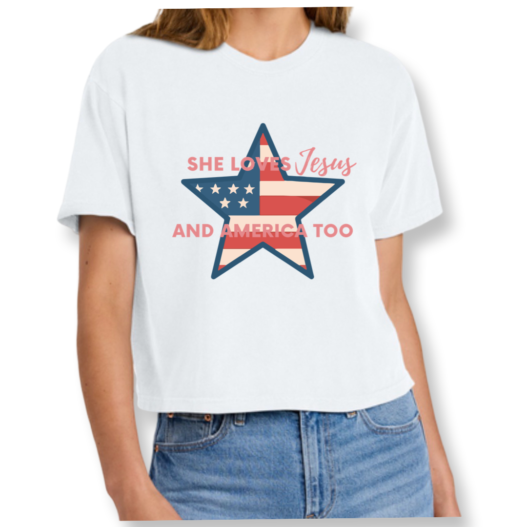 Women’s Patriotic Boxy Heavyweight Tee