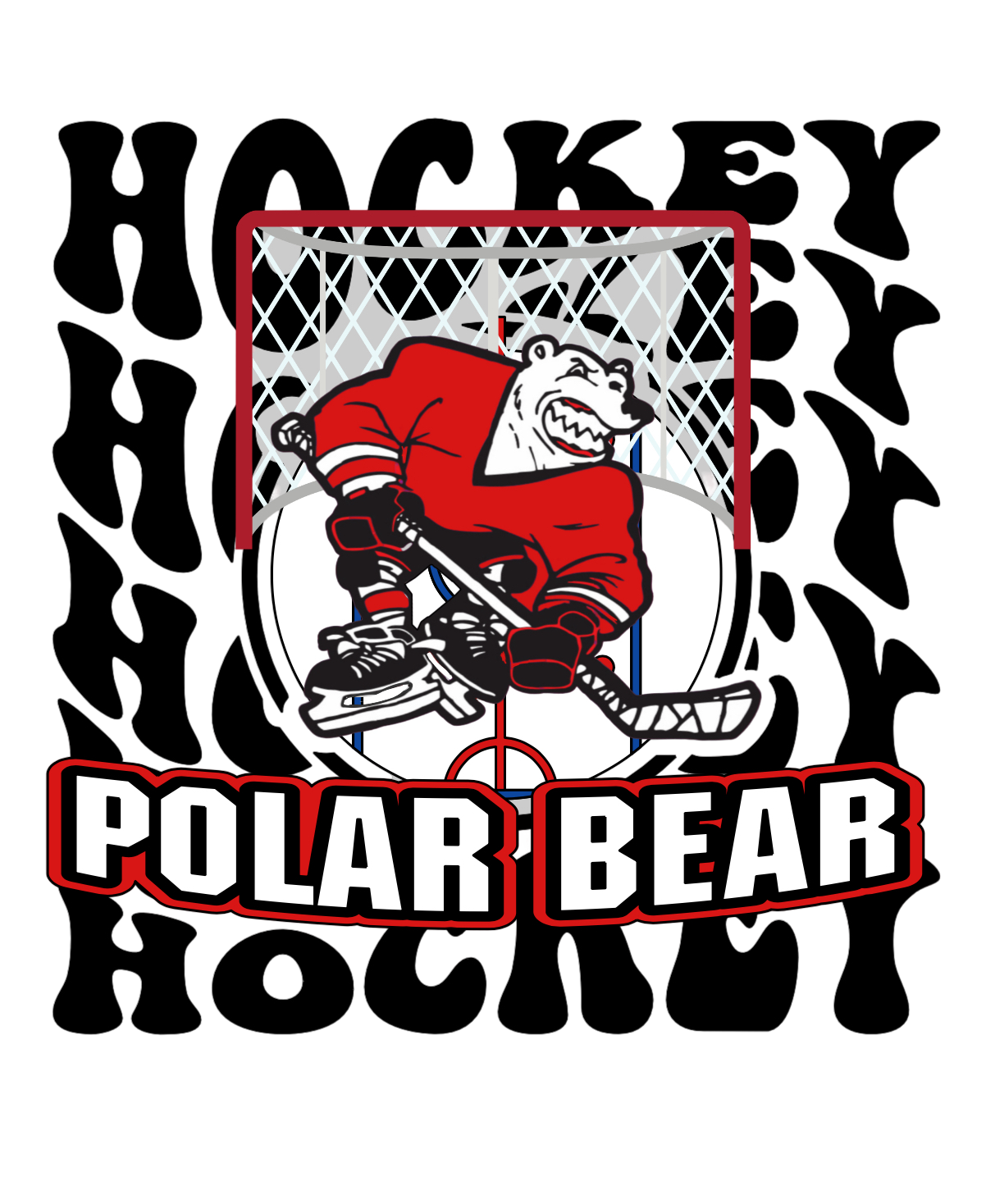 Polar Bear Hockey Player and Net